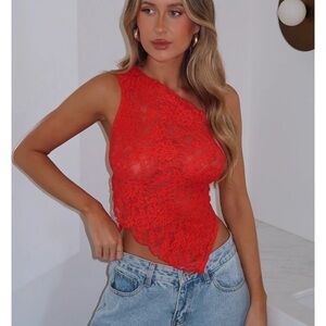 Red Lace Women Top